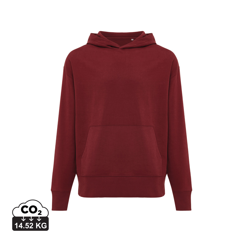 Sweat capuche personnalisable coton recyclé 340g unisexe Iqoniq Yoho rouge bordeaux